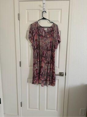 Knox Rose Paisley Pink and Cream Short-Sleeve Dress